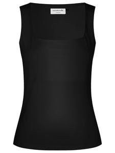 Square neck top - black