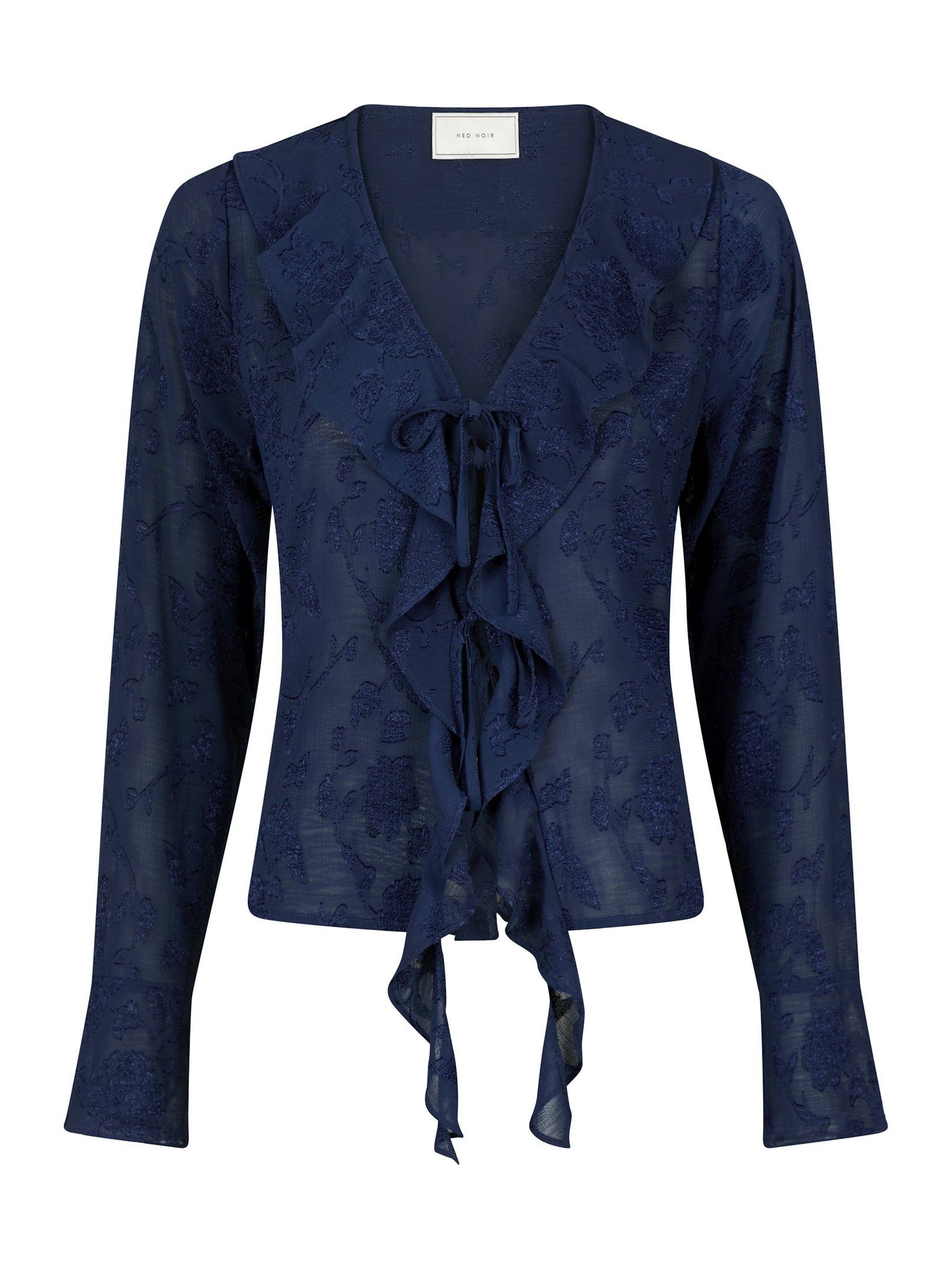 ANIKA BURNOUT BLOUSE - Navy