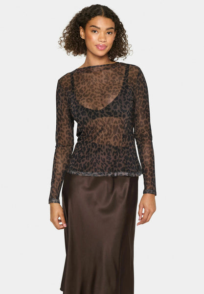 ZULVIR - Long sleeved top - chocolate brown leopard