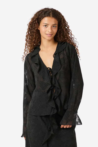 Anika Burnout Blouse Black