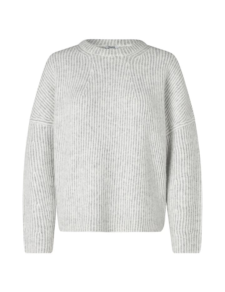 Gillian Contrast-M Knit - Light Grey