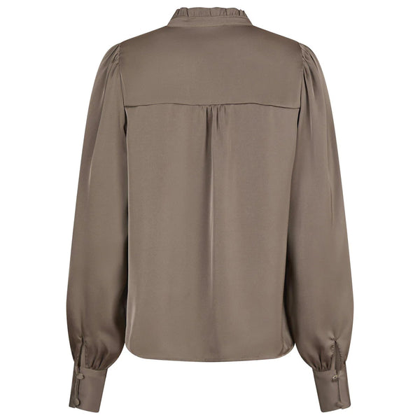 NEO NOIR Massima Drapy Satin Blouse Dark Taupe